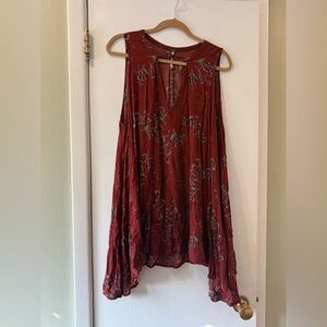 Free People Red Floral Tunic